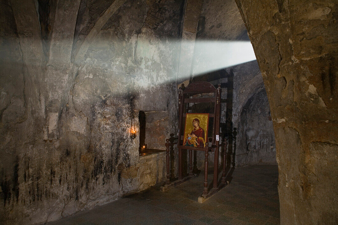 Gothic Chapel inside Moni Apostolou Andrea, Apostolos Andreas Monastery, monastery dedicated to Saint Andrew, Karpasia, Karpass Peninsula, North Cyprus, Cyprus