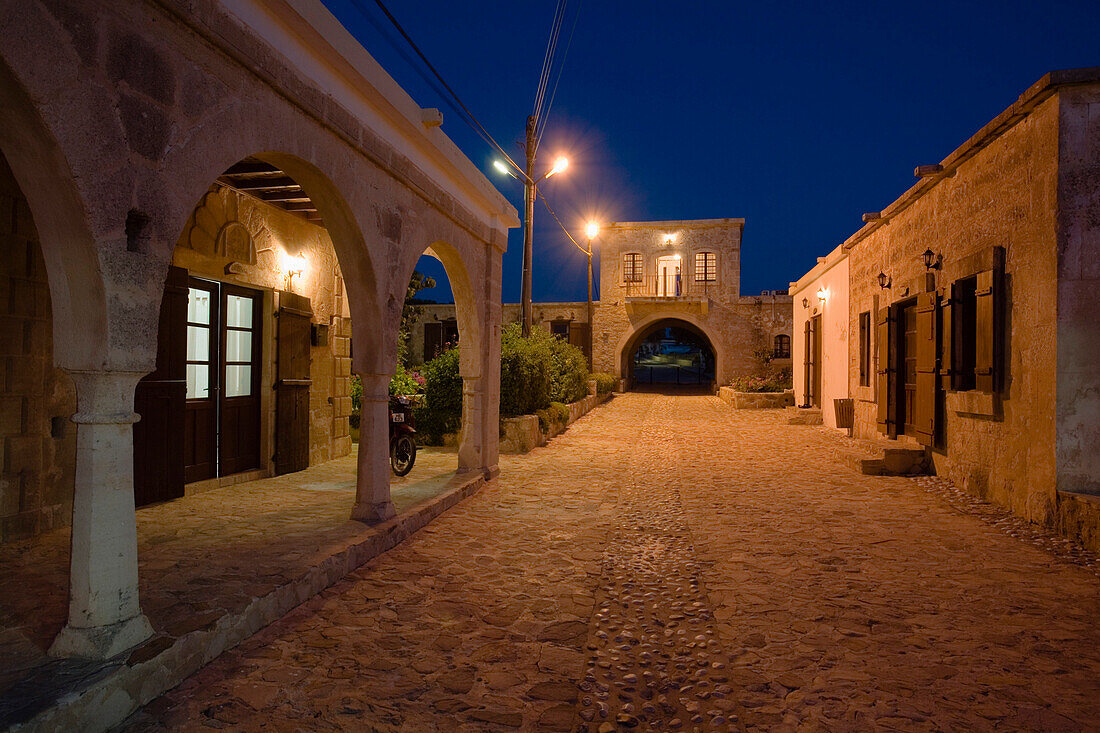 Arch House apartments at night, guesthouse, Dikarpaz, Rizokarpaso, Karpasia, Karpass Peninsula, North Cyprus, Cyprus