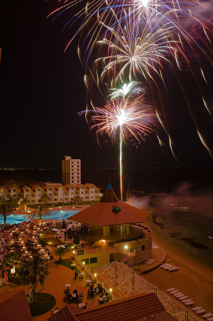 Candlelight dinner and fireworks near the pool at Salamis Bay Conti Resort Hotel, Salamis, North Cyprus, Cyprus