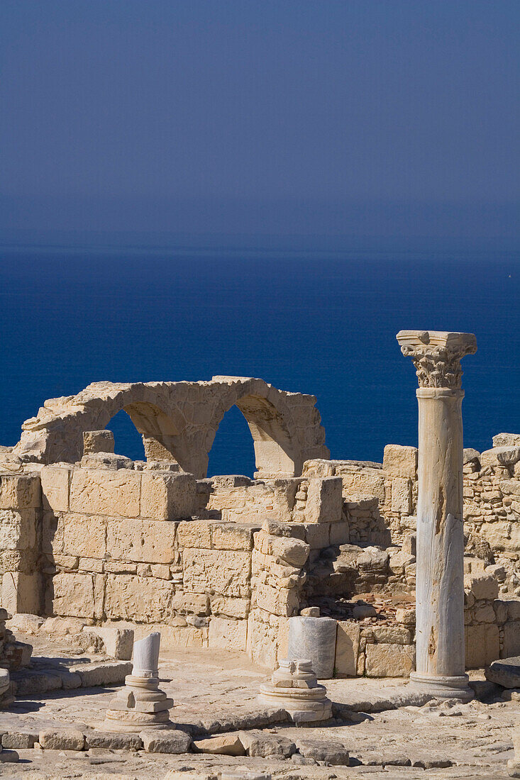 Ruins of an early Christian Basilica, ancient city of Kourion, Kourion, South Cyprus, Cyprus