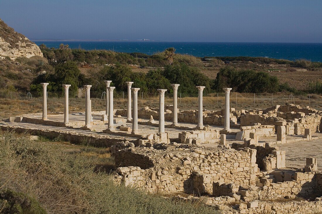 Ruins of a basilica in the Ancient City of Kourion, South Cyprus, Cyprus