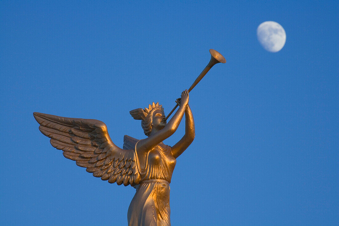 Angel sculpture and moon, Lions Garden Disco, Famagusta, Ammochostos, Gazimagusa, Cyprus