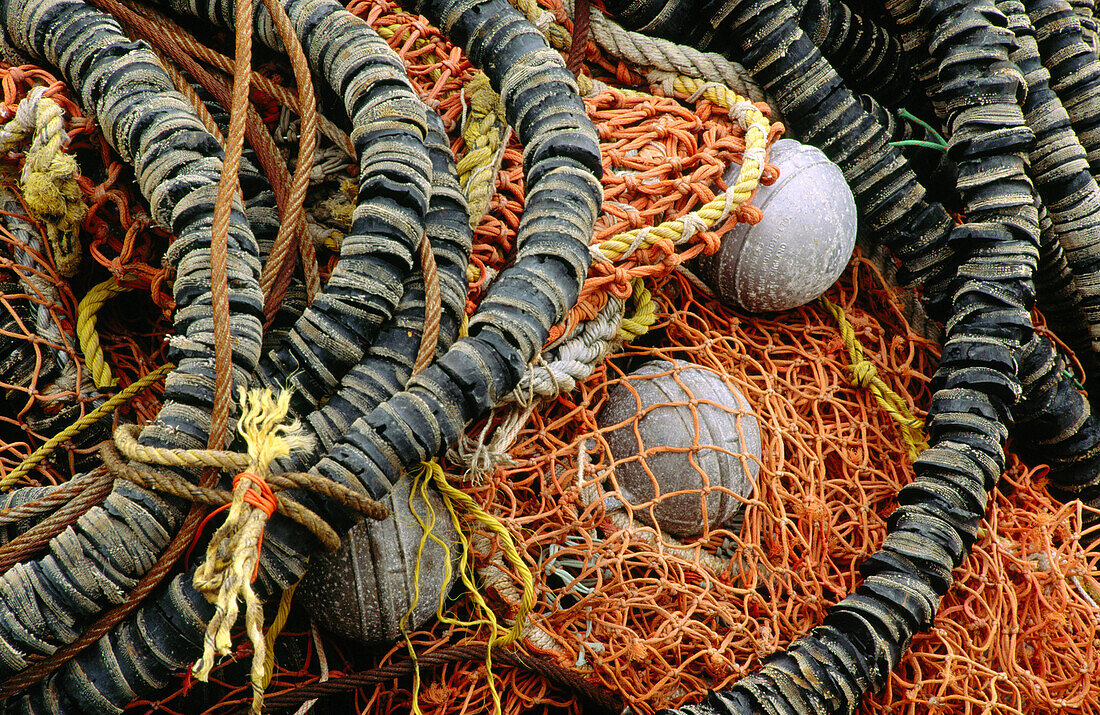 Nets and lines for trawling. Charleston boat basin. Oregon. USA