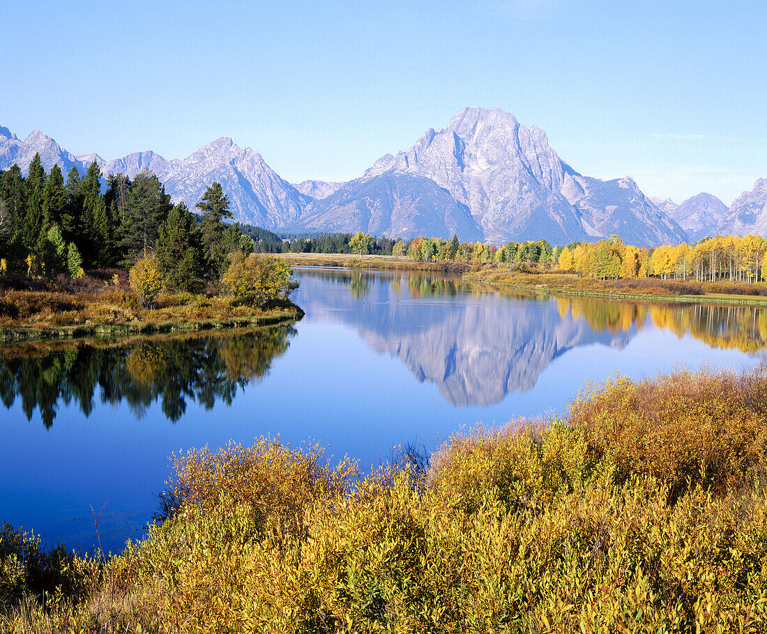 Grand Tetons at Oxbow Bend, Grand Teton National Park. Wyoming. USA