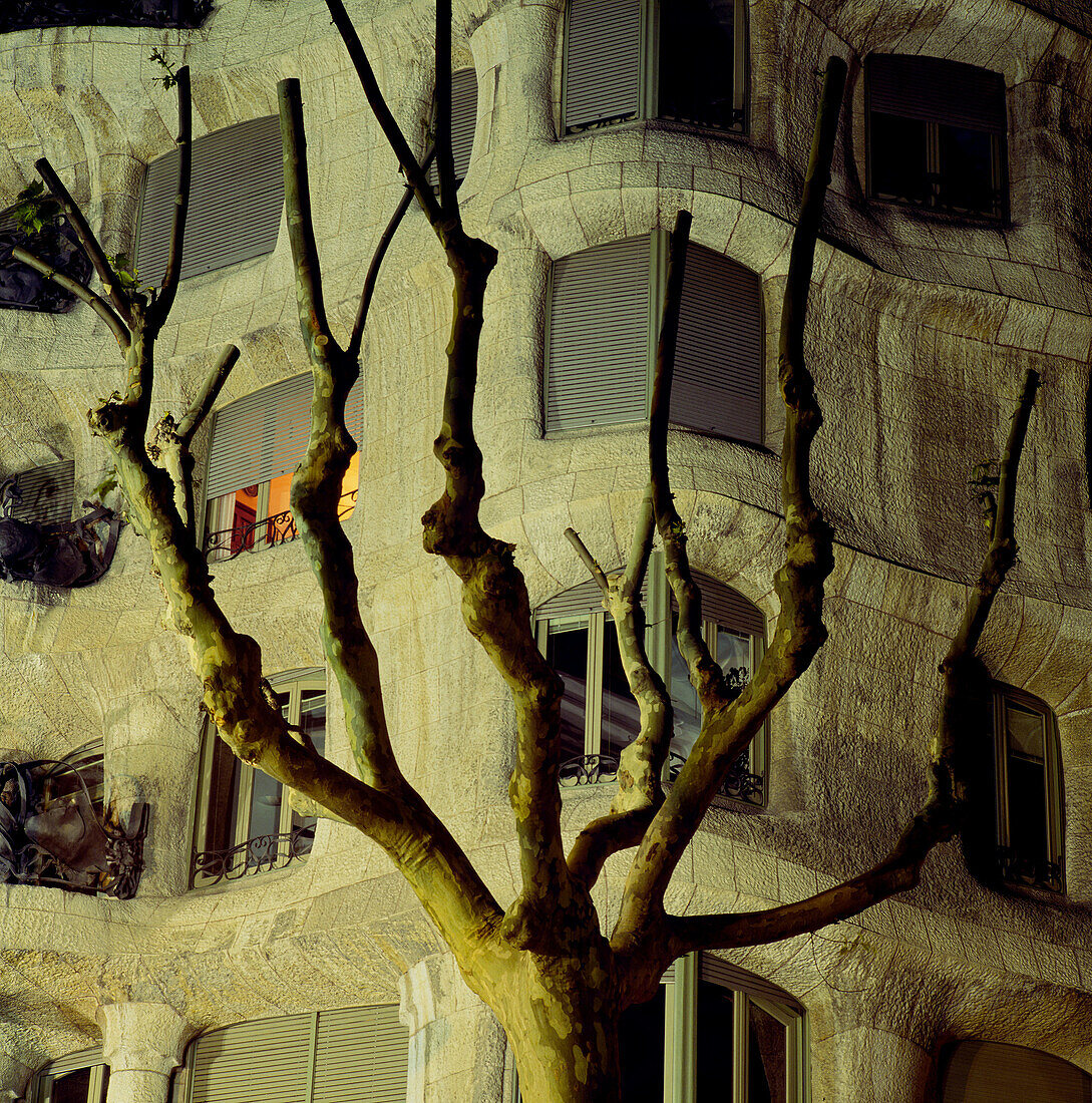 Façade. La Pedrera, Milà house. Passeig de Gràcia. Barcelona. Catalonia. Spain.