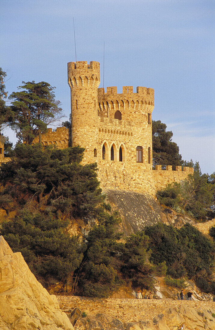 Castell d en Plaja, mansion in evening light. Lloret de Mar. Costa Brava, La Selva. Girona province, Spain