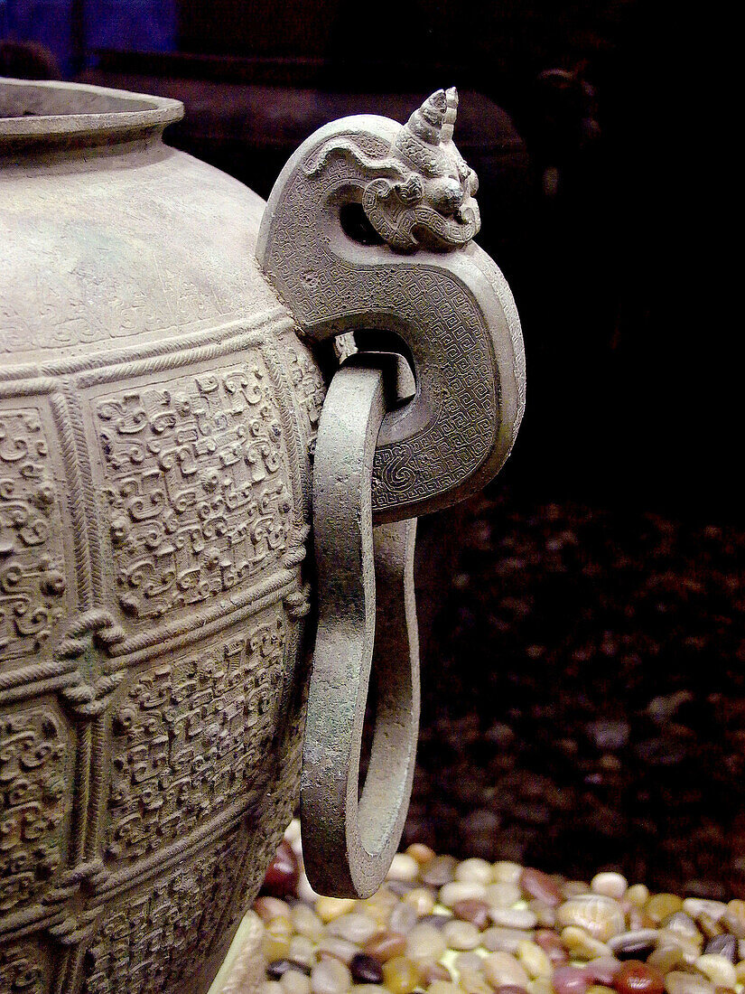Detail of bronze vase. Millennium Museum. Beijing. China