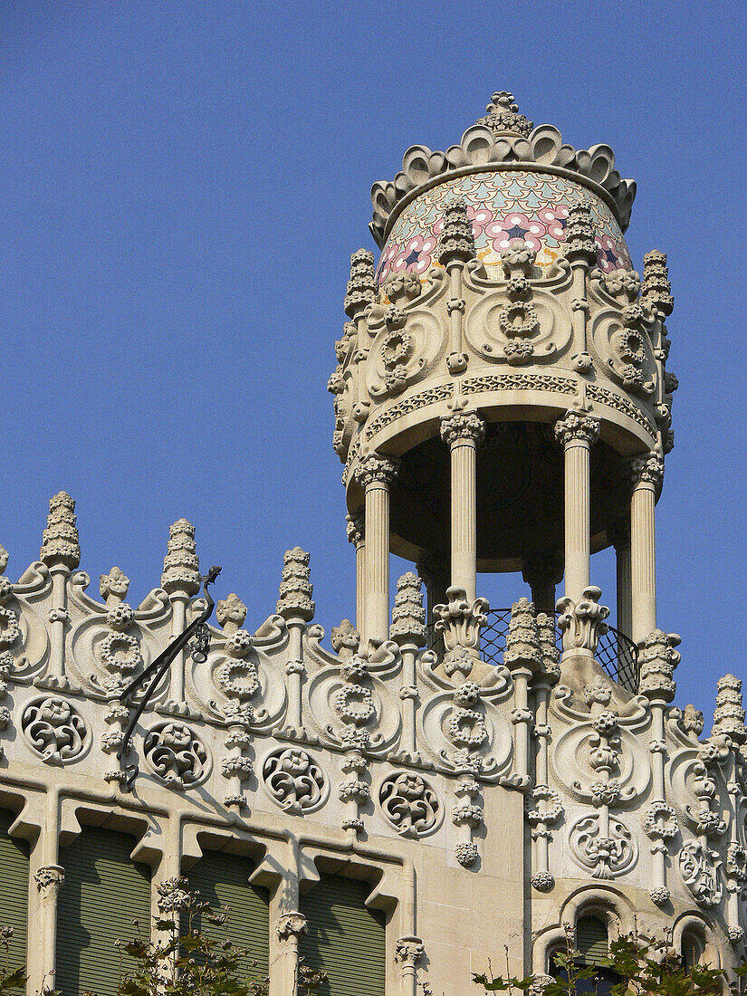 Architecture detail: Casa Lleó Morera (1902-1906) by Lluís Domènech i Montaner. Barcelona. Spain