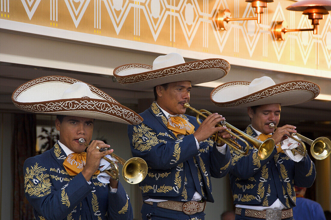 Mariachi trumpets entertaining on the Holland America cruise ship Ryndam.