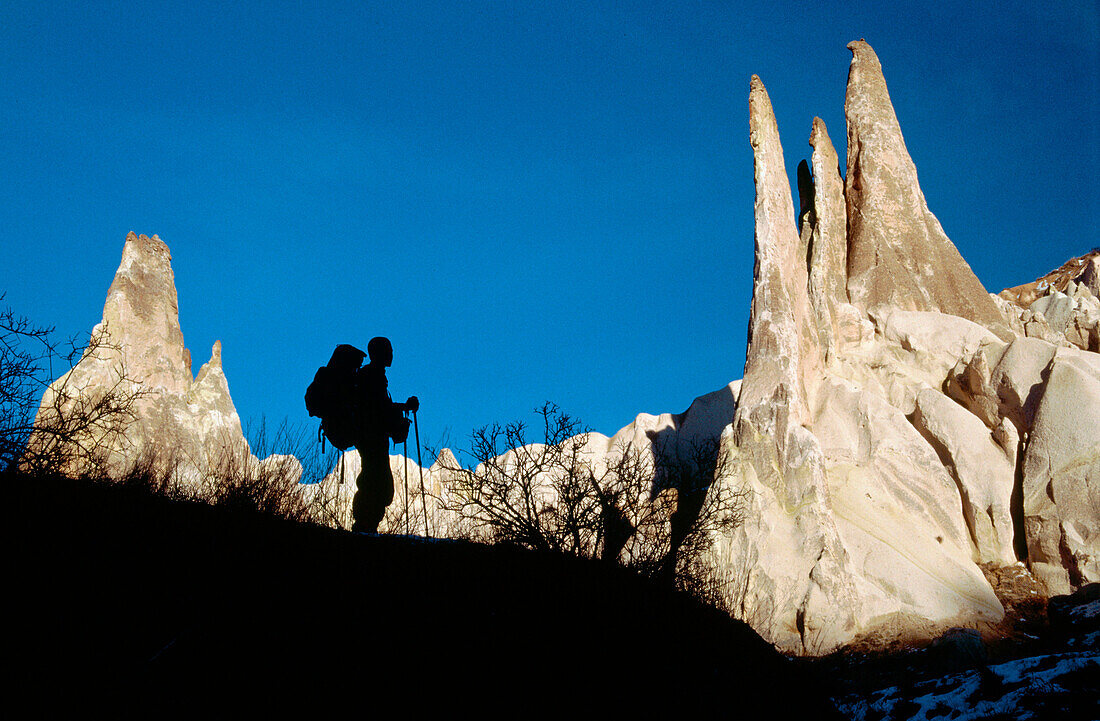 Bergsteiger im Meskendir-Tal. Goreme. Kappadokien. Türkei