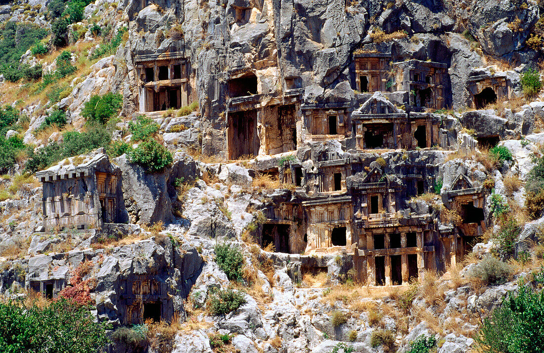 Lykische Grabmäler in Myra (Demre). Lykische Küste. Türkei