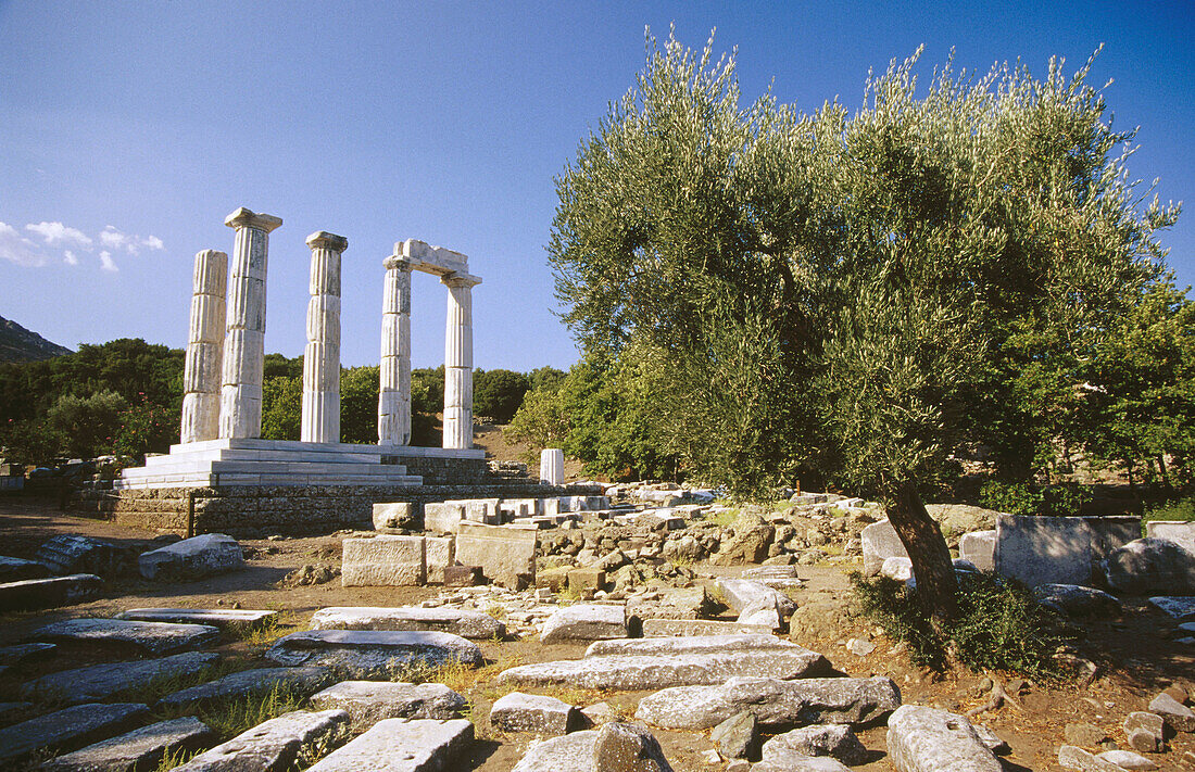 Hierion, das zweitwichtigste Gebäude im Heiligtum der Großen Götter. Insel Samothraki. Griechenland