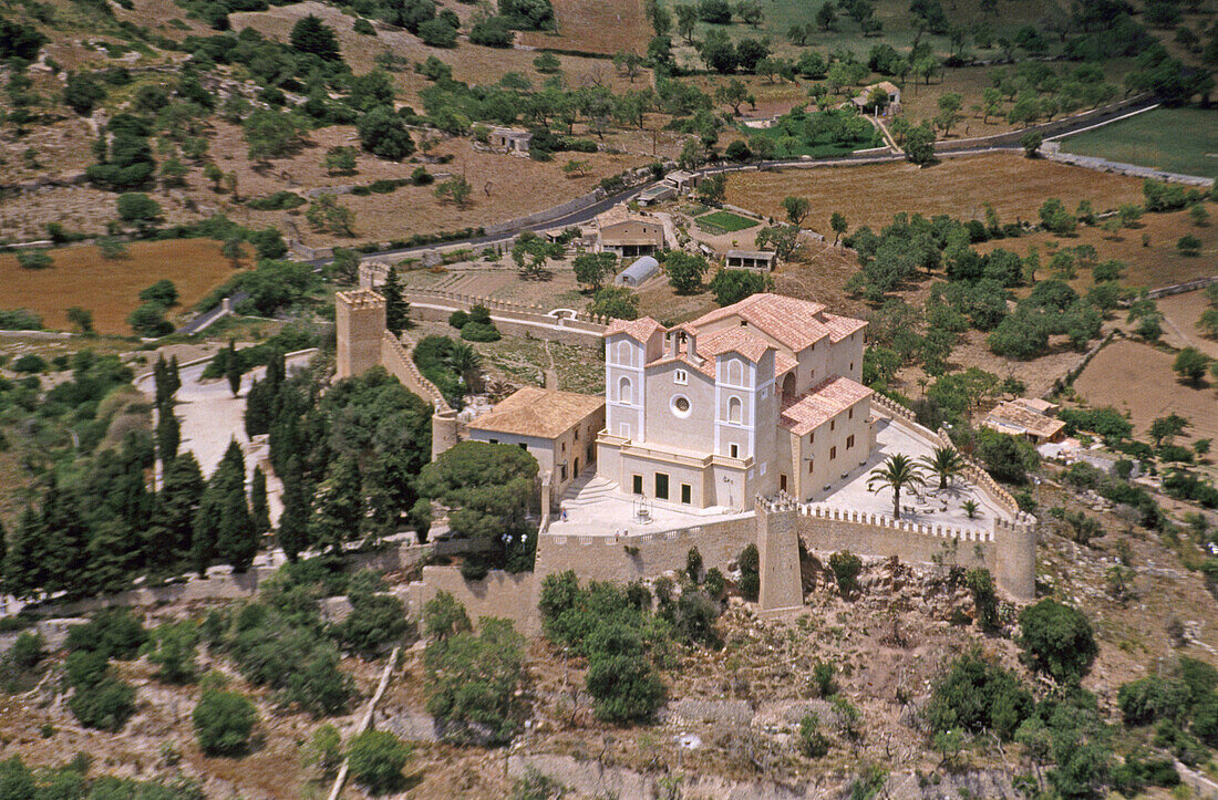 Church of Sant Salvador on the top of fortified hill, Artà. Majorca, Balearic Islands. Spain