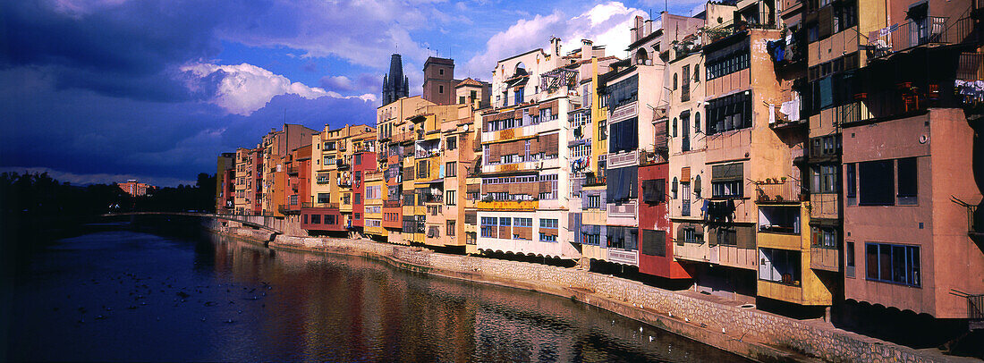 Onyar houses. Onyar river. Girona. Catalunya. Spain.