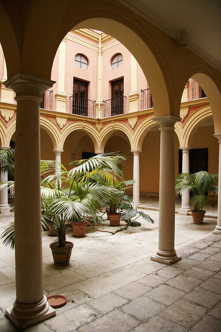 Interior courtyard. Episcopal Palace. Málaga (Andalucía). Spain.