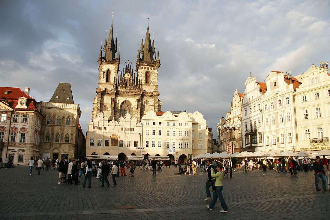 Staromestské Namesti (Old Town Square) and Tyn Church, Prague. Czech Republic