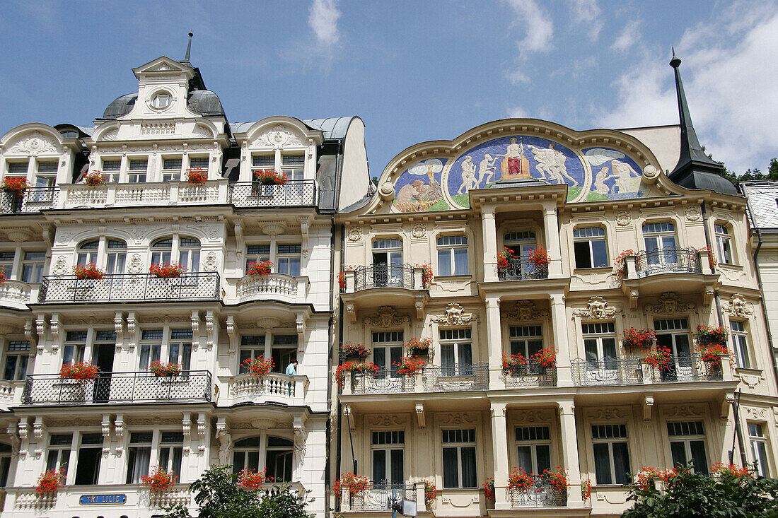Buildings in Karlovy Vary. West Bohemia, Czech Republic