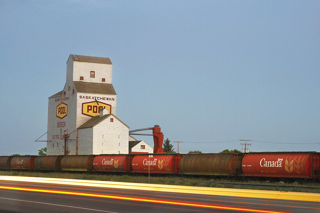 Train and silo. Saskatchewan. Canada