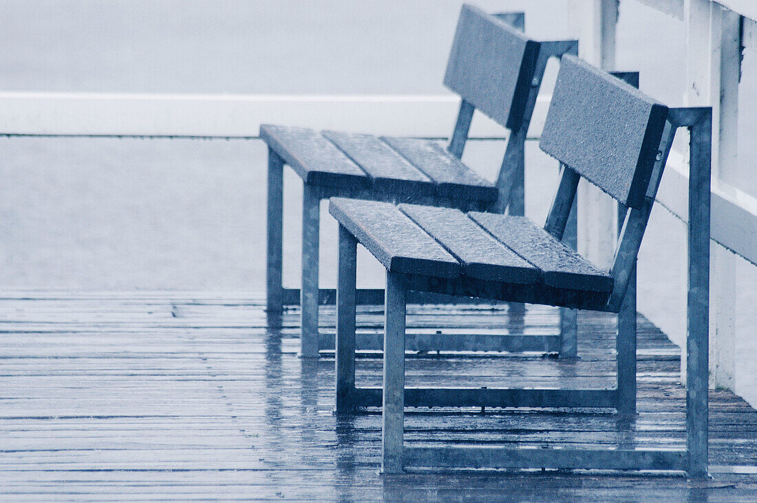 Benches in the rain