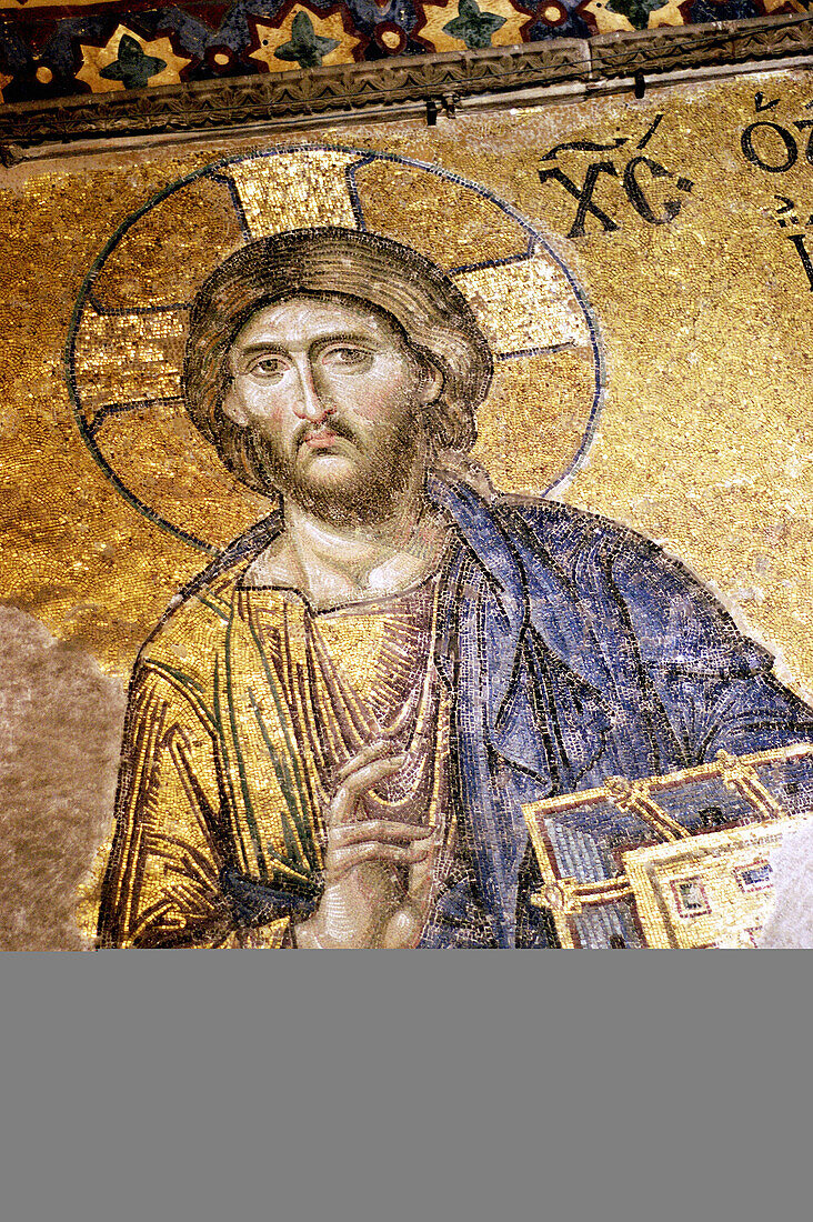 Pantocrator, mosaic decoration. St. Sophia mosque. Istanbul. Turkey