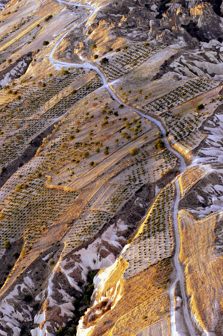 Aerial view of landscape in Cappadocia. Turkey.