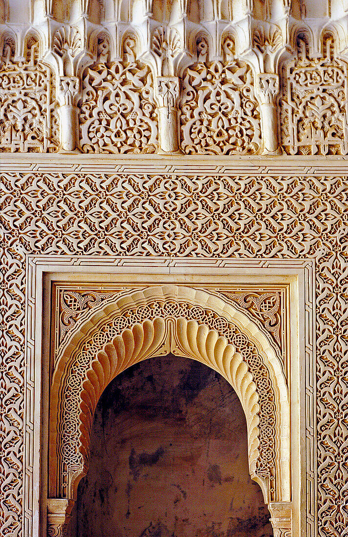 Decorated doorway in the Alhambra. Granada. Andalucia. Spain