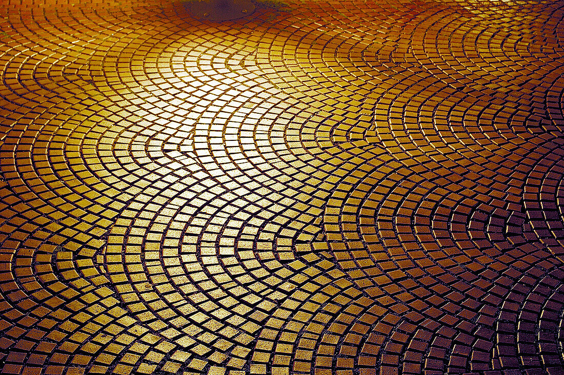 Pavement design at night. Cologne. Germany