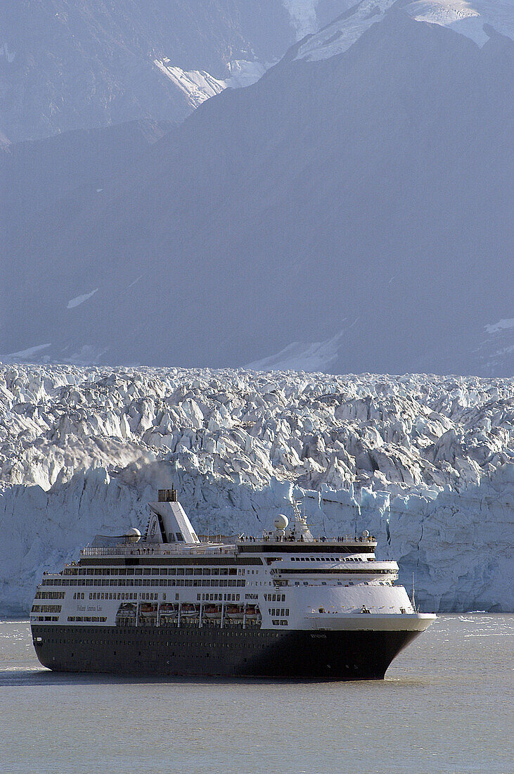 Cruise ship and Hubbard Glacier. Alaska. USA