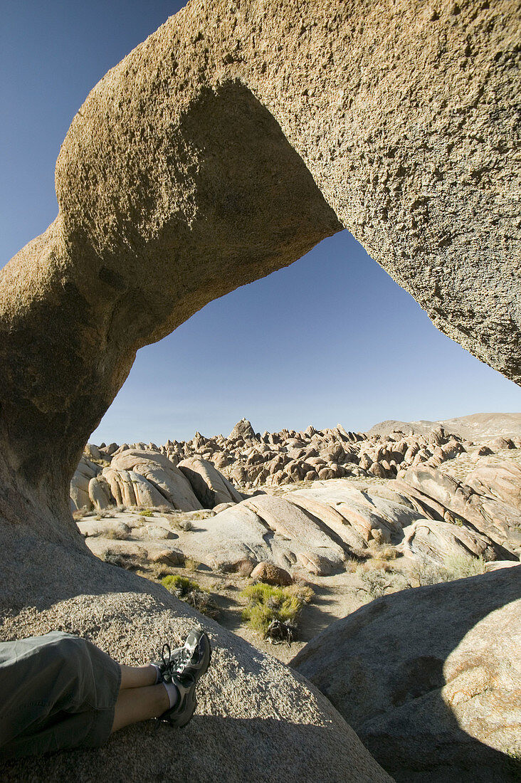 Natural stone arch in the Alabama Hills. Eastern Sierras. Bishop. California. United States