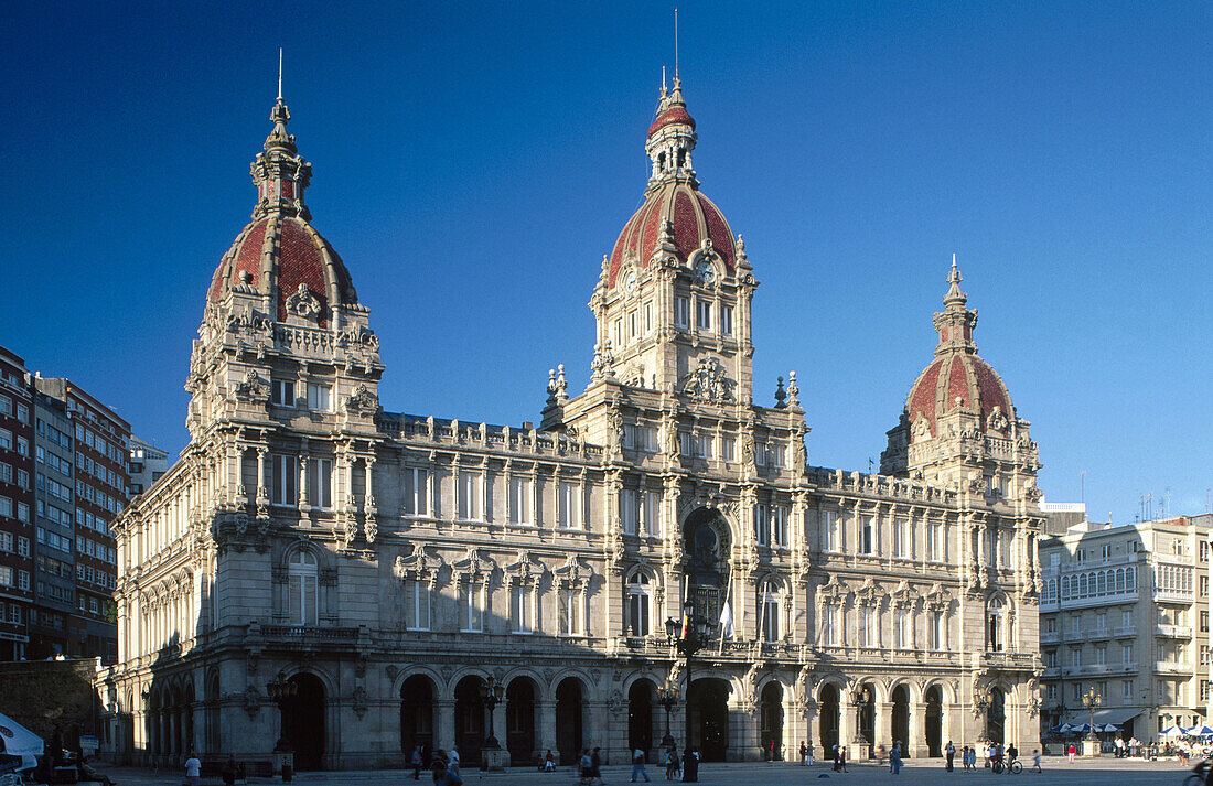 Town Hall in Maria Pita Square, La Coruña. Galicia, Spain