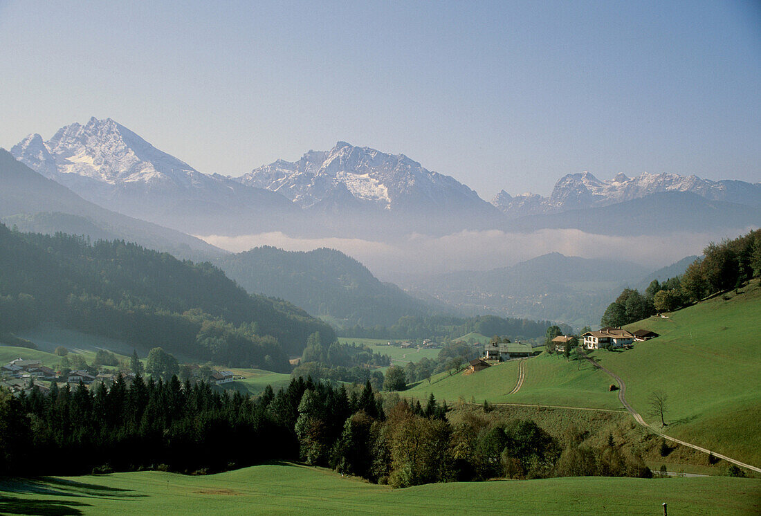 Landschaft bei Ramsau, Berchtesgadener Land, Landschaften in Bayern, Oberbayern, Bayern, Deutschland