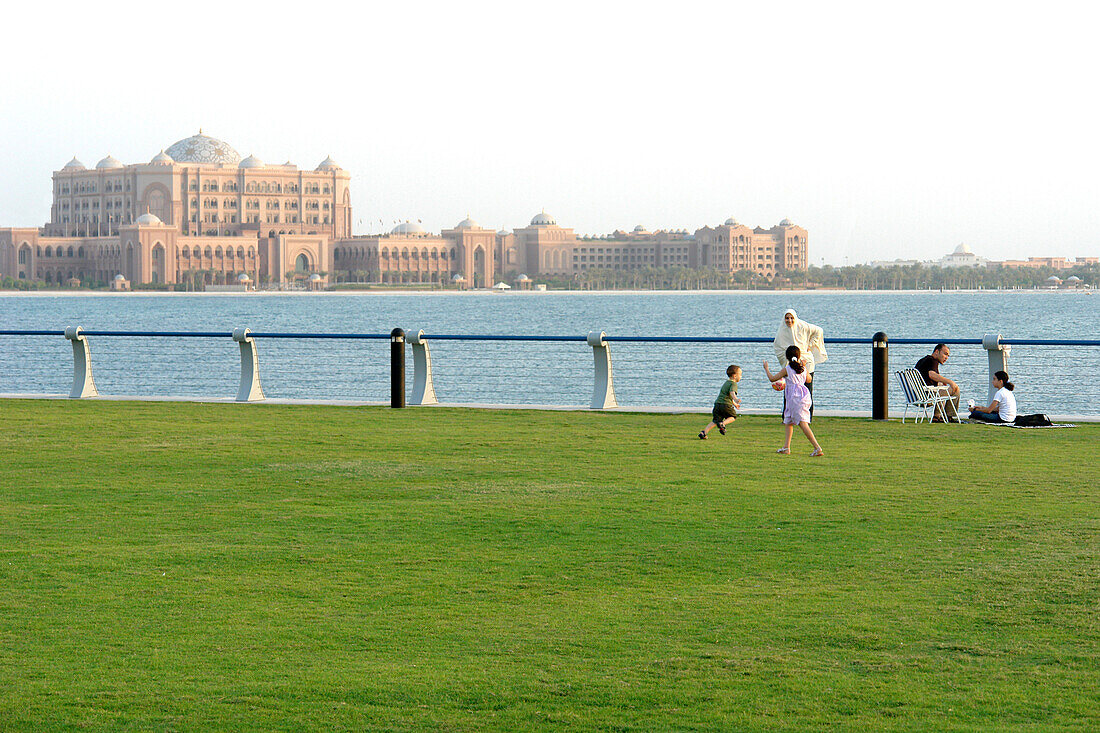View of the Emirates Palace Hotel, Abu Dhabi, United Arab Emirates, UAE