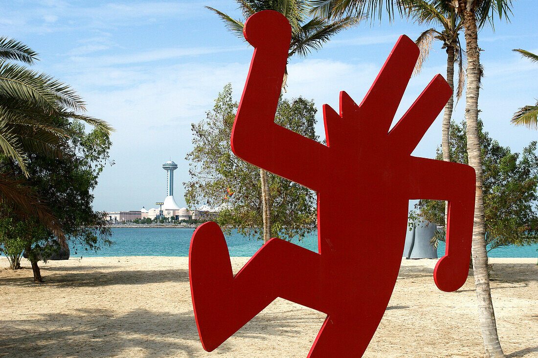 Art on the beach from artist Keith Haring, Abu Dhabi, United Arab Emirates, UAE