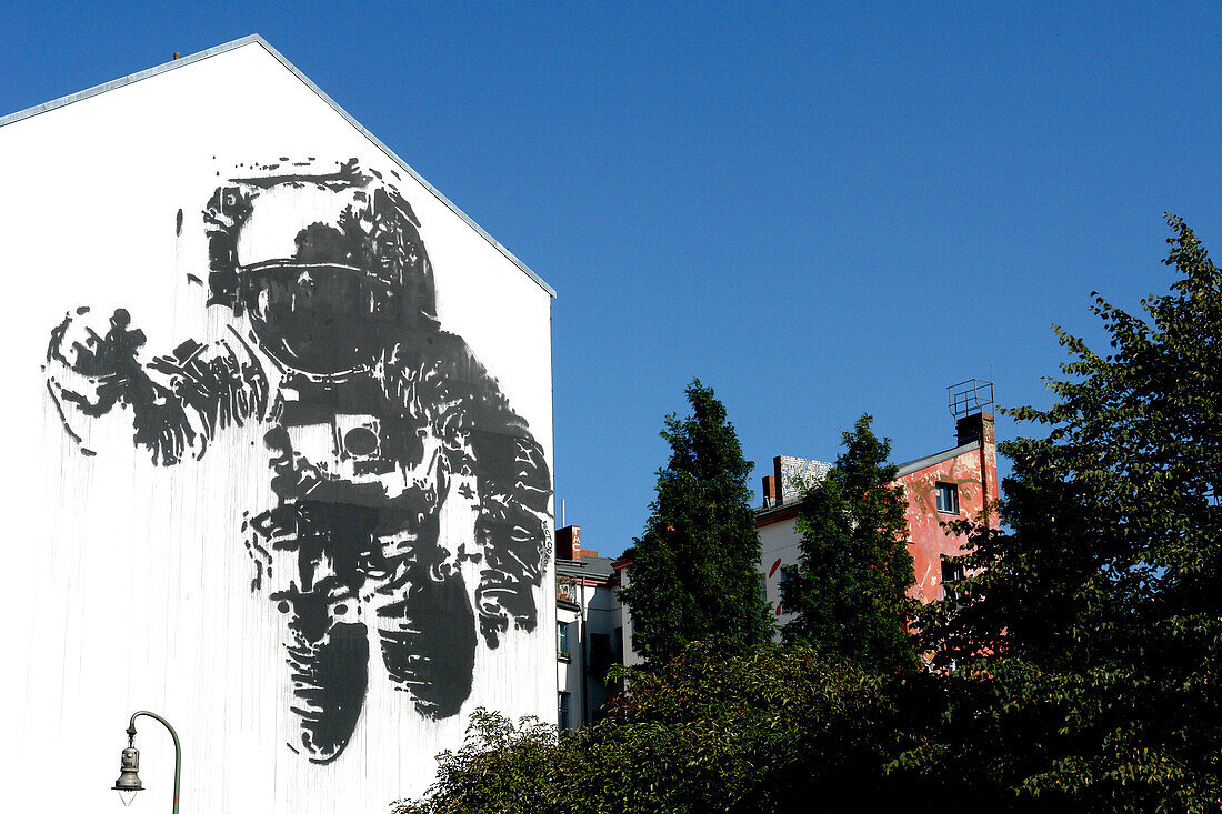 Originally painted wall of a building in Kreuzberg District, Berlin, Germany