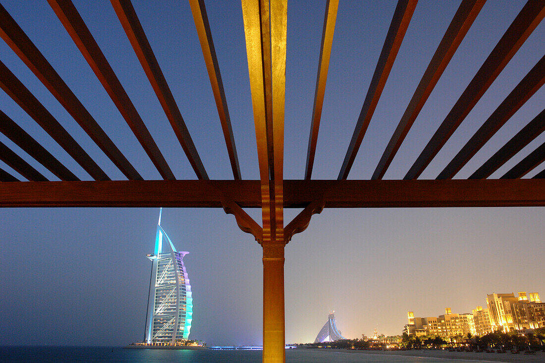 Madinat Jumeirah, Burj al Arab in the background, Dubai, United Arab Emirates, UAE