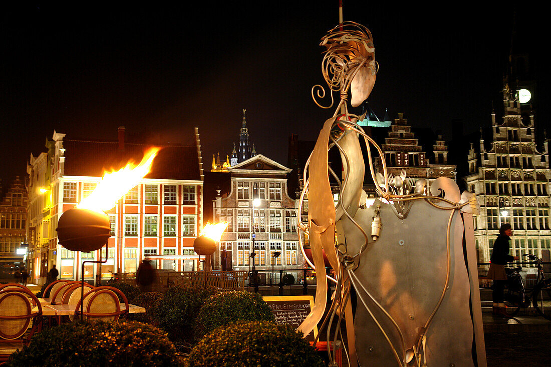 Old Town of Ghent at night, Flanders, Belgium