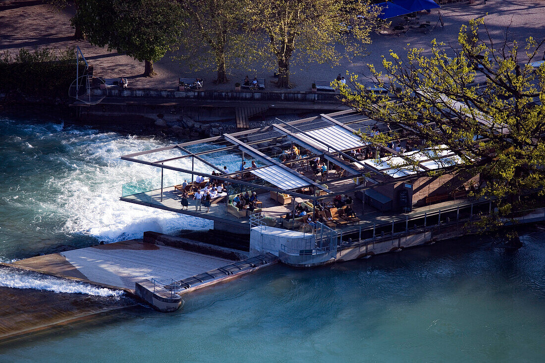 Restaurant on the river Aare, Schwellenmätteli, Old City of Berne, Berne, Switzerland