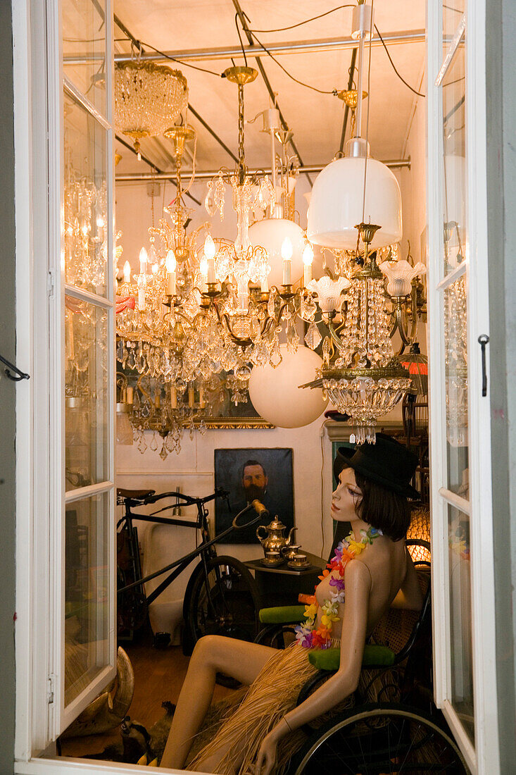 View through a shop window in the Muenstergasse, Old City of Berne, Berne, Switzerland