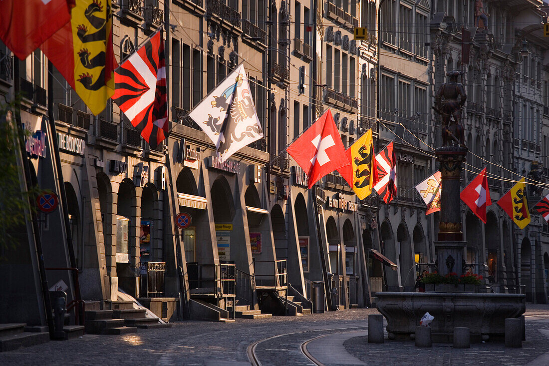 Marktgasse with fountain, Old City of Berne, Berne, Switzerland