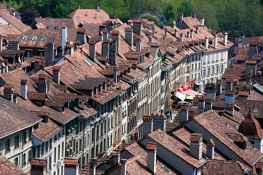 View of Gerechtigkeitsgasse from above, Old Town of Berne, Berne, Switzerland