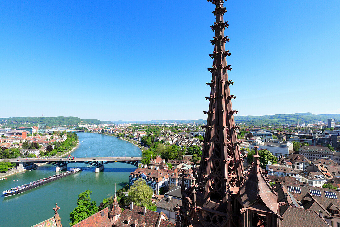Panorama of Basel showing Basel Muenster and Rhein, Basel, Switzerland