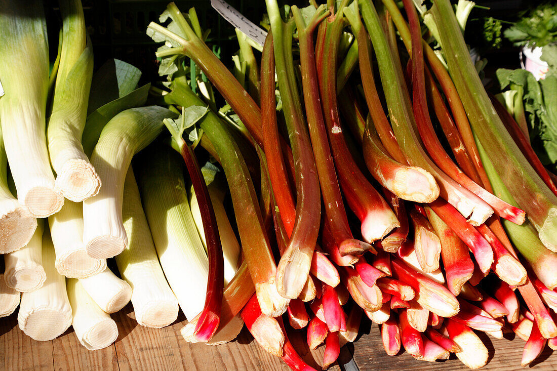 Fresh vegetables and fresh fruit at the market, Marktplatz, Basel, Switzerland