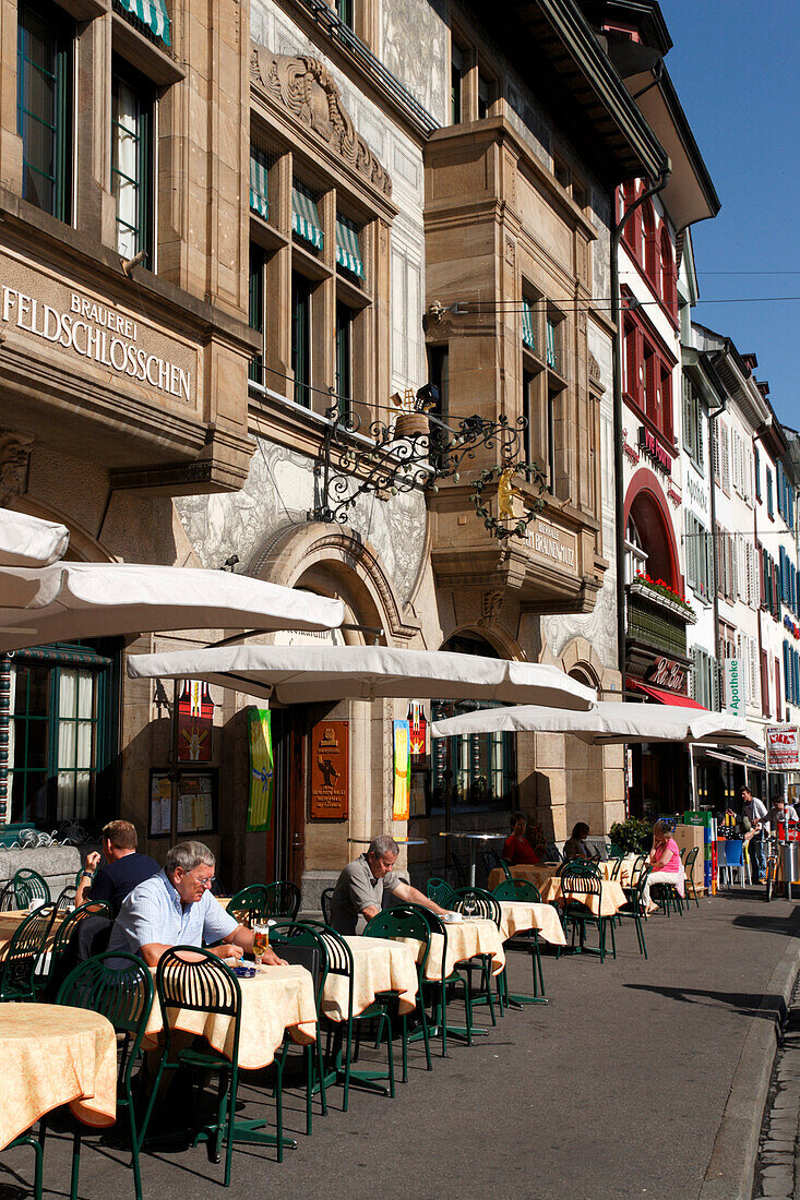 People outside restaurant, Zum Braunen Mutz, Barfuesserplatz, Basel, Switzerland
