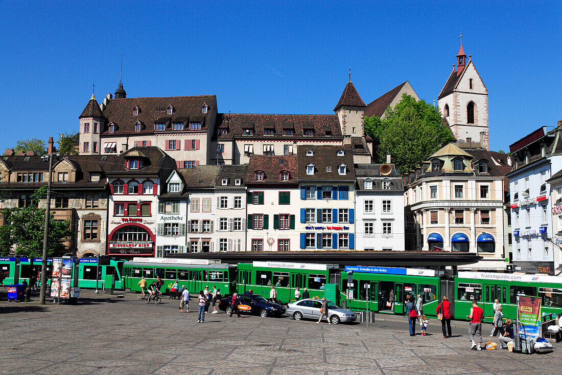 View of the town square, Barfuesserplatz, Basel, Switzerland
