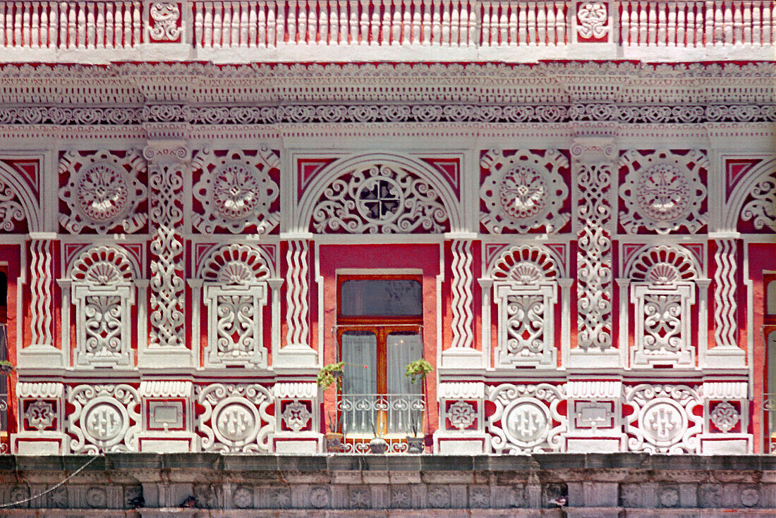 Balcony, typical architecture. Puebla. Mexico