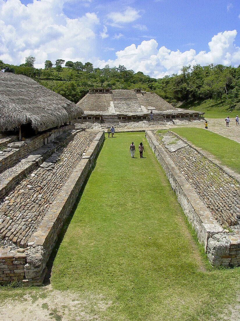 Ball court at the old city of El Tajin. Veracruz state. Mexico