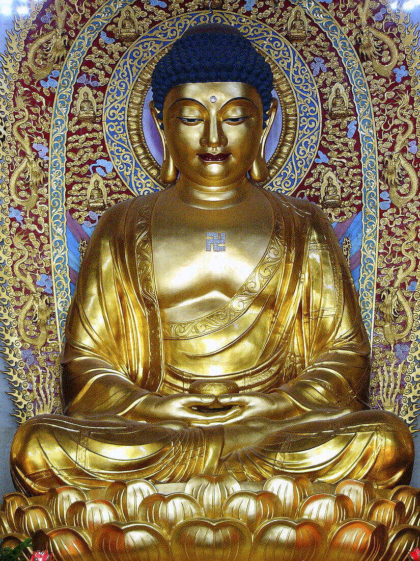 Buddha statue at Liantang temple. Shenzhen. Guangdong province, China