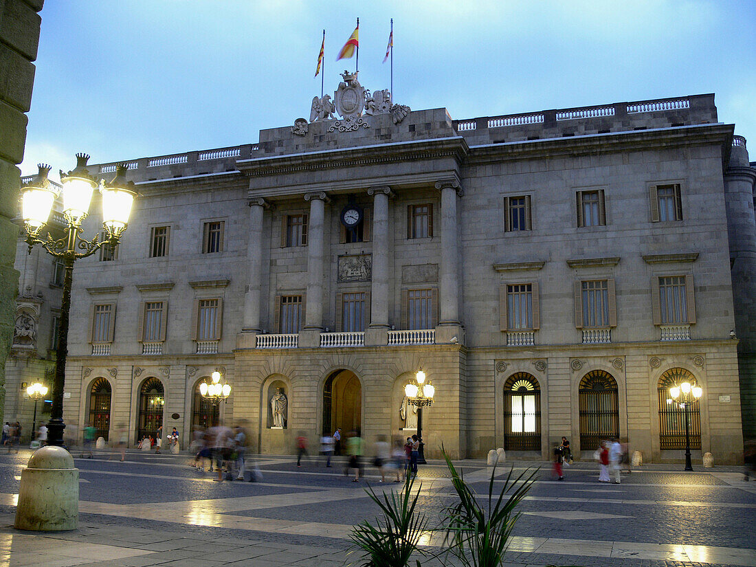 Town Hall in Plaça Sant Jaume, Barcelona. Catalonia, Spain