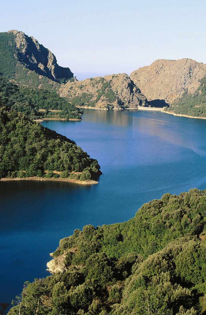 Lac de Tolla dam. Corsica Island. France