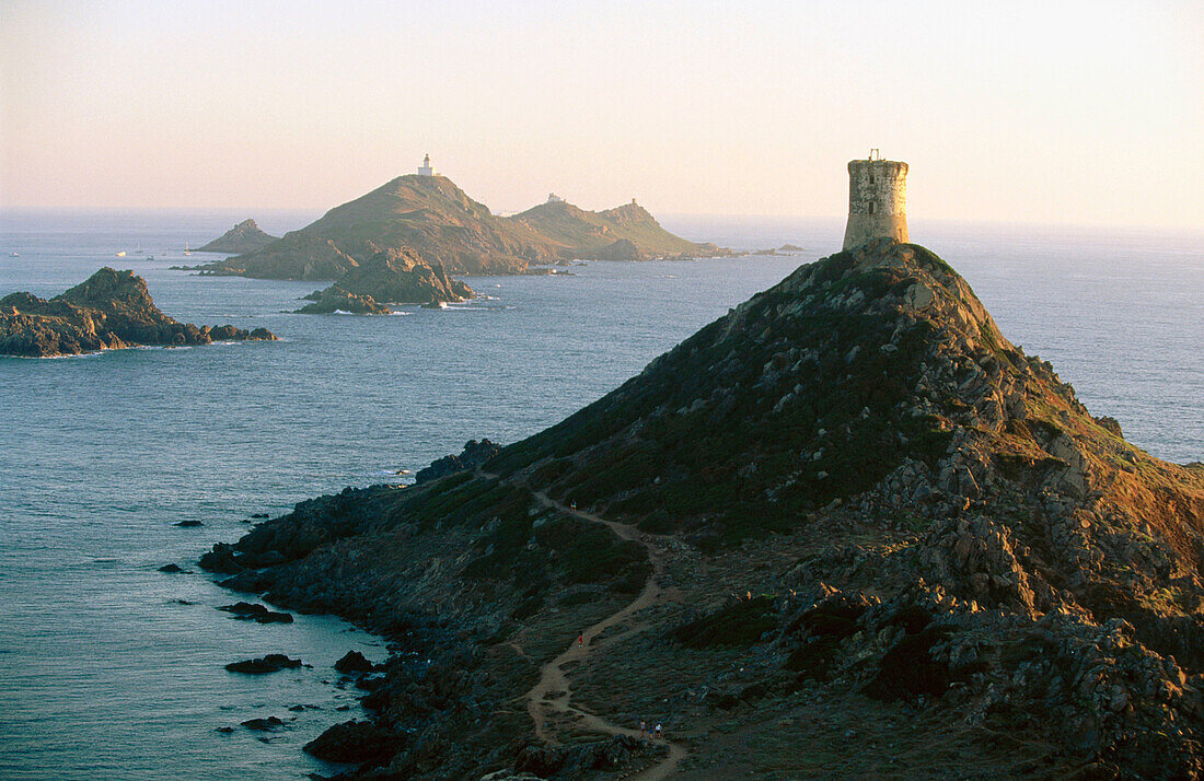 Iles Sanguinaires and Genoese watchtower. Corsica Island. France